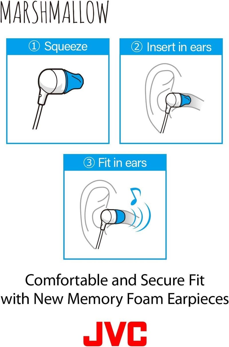 JVC Memory Foam Earbud Marshmallow Memory Foam Earbud with Mic Blue (HAFX38MA) - Image 5